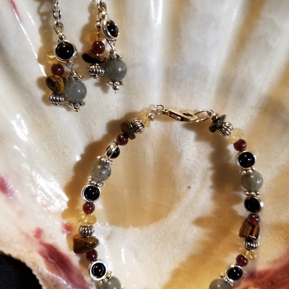 2pc Multistone Bracelet & Earring Set